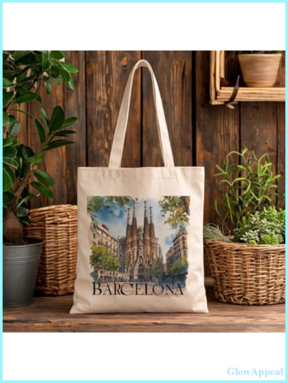 Canvas Tote Bag Cityscape Reusable Carryall Beach Commute Travel